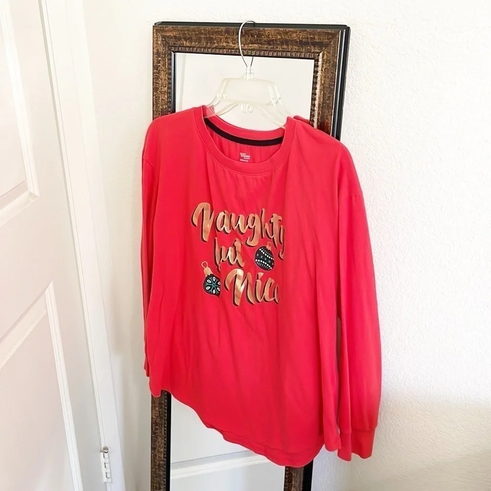 Secret Treasures Naughty But Nice Christmas pajama top